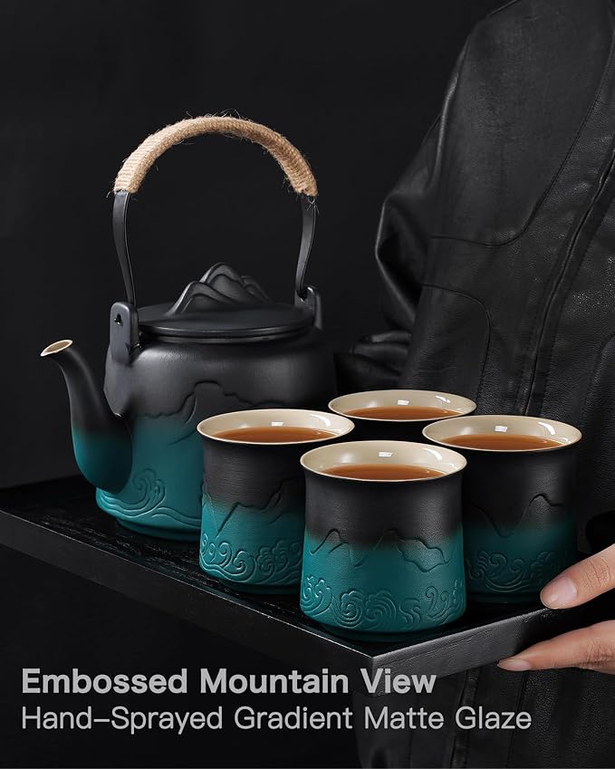 ZENS Ceramic Teapot with Infuser, 33.8oz Japanese Loose Leaf Tea Teapot | - Image 6