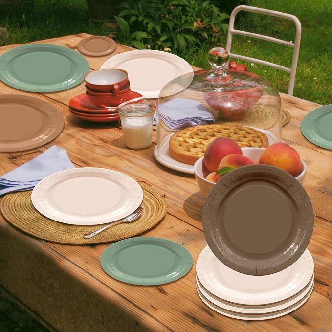 60Pcs Woodland Plates and Napkins Party Supplies, Serves 20 | Sage Green and - Image 7