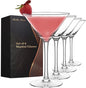 Bella Vino Set of 6 Martini Glasses, Cosmopolitan Margarita Glass Cups by BellaVino