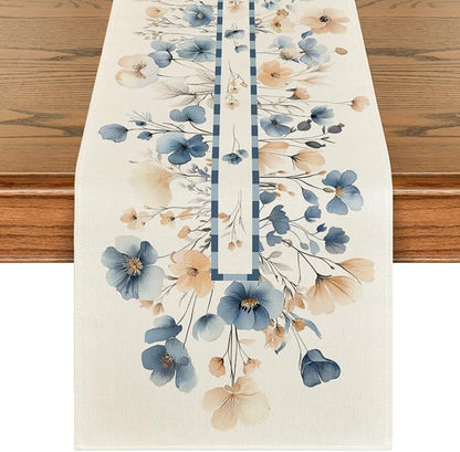 Artoid Mode Bloom Flowers Floral Weeds Spring Table Runner, Seasonal Summer by ArtoidMode