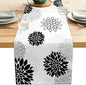 Dahlia Flower Table Runner 13x36 Inch Farmhouse Black Gray Runners Modern Table by LXXTK