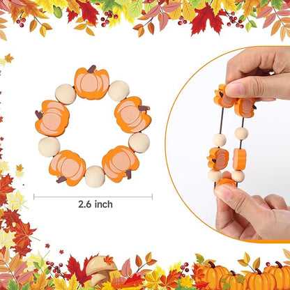 KPOSIYA Fall Napkin Rings Set of 12, Thanksgiving Pumpkin Maple Leaf Napkin - Image 3