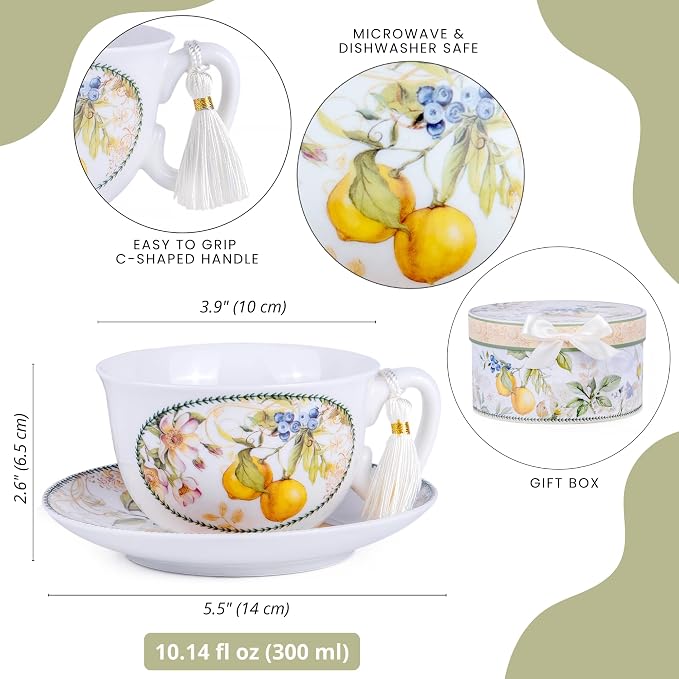STP GOODS Bone China Tea/Coffee Cup and Saucer in Gift Box Fine Bone China - Image 3