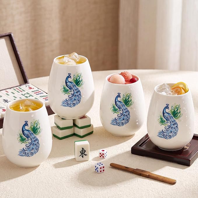 Qinyoung 4 Pcs 15 oz Mahjong Cups Wine Glass Mahjong Accessories and Gifts - Image 3