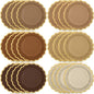 48 Pcs Brown Paper Plates 9 Inch Gradient Brown Scalloped Paper Disposable Dinner Dessert Plates for Birthday Wedding Bridal Party Supplies, 6 Colors