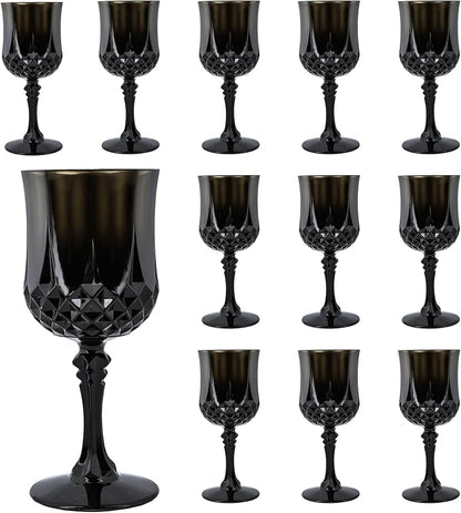 12Pack Plastic Wine Glasses, 7oz Vintage Goblets by LEYIQU