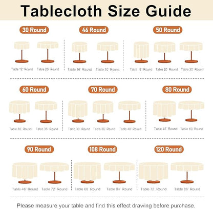 JIUZHEN Faux Linen Round Tablecloths 54 inch, Decorative Wrinkle Free Texture Rustic Circle Table Cloth Cover for Kitchen, Dining, Party, Wedding, Outdoor Use (54 Inch Round,Champagne)