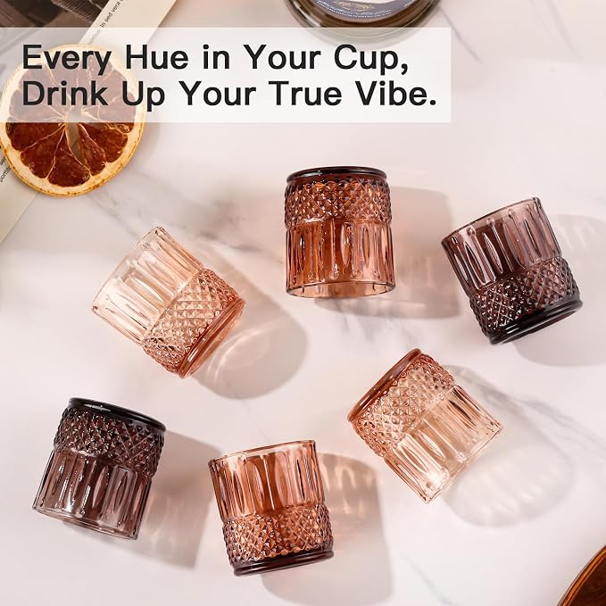 JOVGANK Mini Amber Shot Glasses Set of 6 – 1.5oz Small Fancy Vintage Ribbed - Image 5