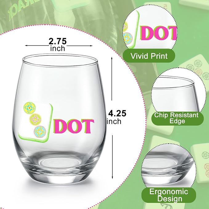 Qinyoung 4 Pcs 15 oz Mahjong Cups Wine Glass Mahjong Accessories and Gifts - Image 2