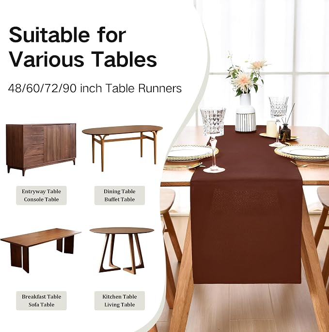 Farmhouse Chocolate Table Runner Dining Table Runners 60 Inches Long Coffee - Image 5
