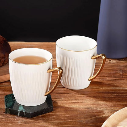 Luxury Bone China Coffee Mug Set of 2, 8oz Lightweight White Fine Bone China - Image 3