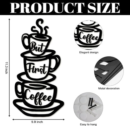 Oubasa Metal Pour Coffee Cup Wall Decor, Minimalist Cafe Themed - Image 3