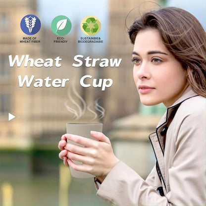 Wrova Wheat Straw Cups 6 PCS Good Alternative to Plastic Reusable Cups 12 oz - Image 8