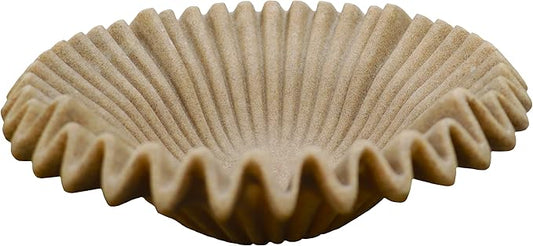 Large Decorative Bowl decor, Scalloped Pedestal Bowls for Modern Home Decor,Ruffle Decor,Stylish Key Bowl for Entry Table,Decorative Fruit Bowl for Kitchen Counter,Artificial Stone Beige