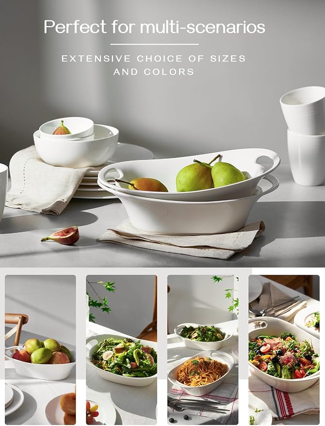 DOWAN Large Serving Bowls with Handles, 60 OZ Oval Serving Platter - Image 4