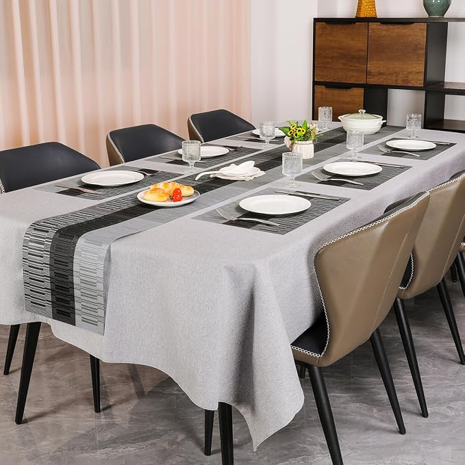 Table Runner 53 Inches Long, Vinyl Woven Farmhouse Table Runners | Washable - Image 6