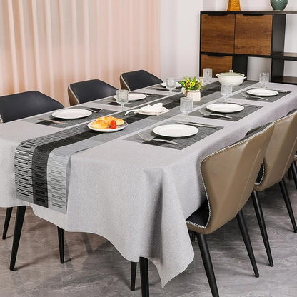 Table Runner 53 Inches Long, Vinyl Woven Farmhouse Table Runners | Washable - Image 6