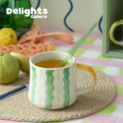 Striped Ceramic Coffee Mug Set of 2 - Image 5