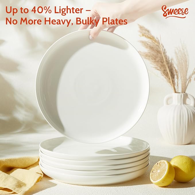 Sweese Porcelain Dinner Plates Set of 6, 10 Inch Lightweight Round Dish Set - Image 3