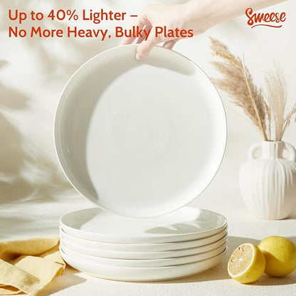 Sweese Porcelain Dinner Plates Set of 6, 10 Inch Lightweight Round Dish Set - Image 3