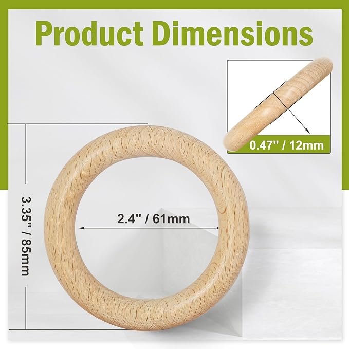 FoDau770 10pcs Natural Beech Wooden Rings, Unfinished Solid Wood Rings Heavy - Image 4