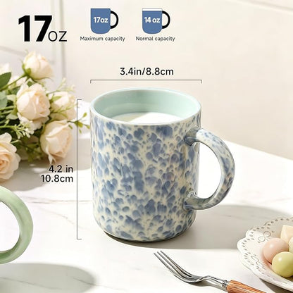MONITO 17 OZ Coffee Mugs Set of 4, Ceramic Modern Coffee Mugs Set - Image 2