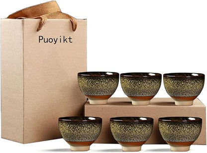Chinese Ceramic Kung Fu Tea Set of 6, Japanese Tea Cup, Sake Cup, Ceramic Tea - Image 5
