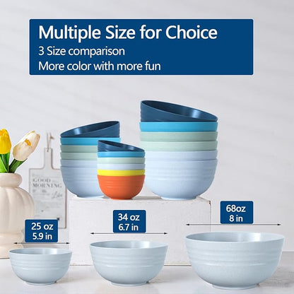【6 Pcs】Unbreakable Mixing Bowls Unbreakable Salad Bowls, 68 Ounces Microwave - Image 8