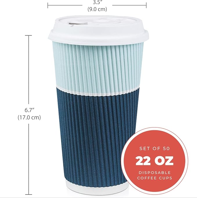 To Go Coffee Cups With Lids - 22 oz Disposable Coffee Cup With Lid. Large Togo - Image 2
