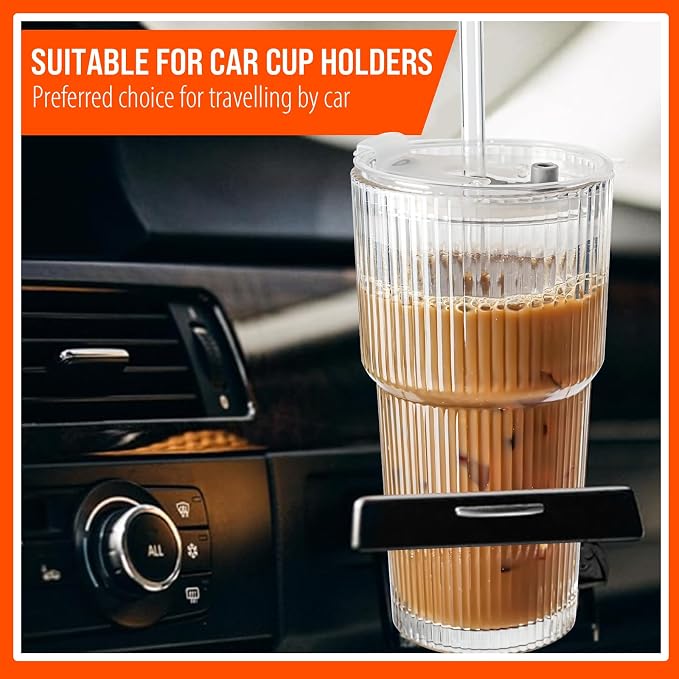 SUROQUE 20oz Ribbed Glass Tumblers - Image 6