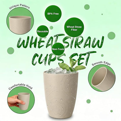 Unbreakable Wheat Straw Cups Set of 6, 12 OZ Reusable Plastic Cup Alternative - Image 3
