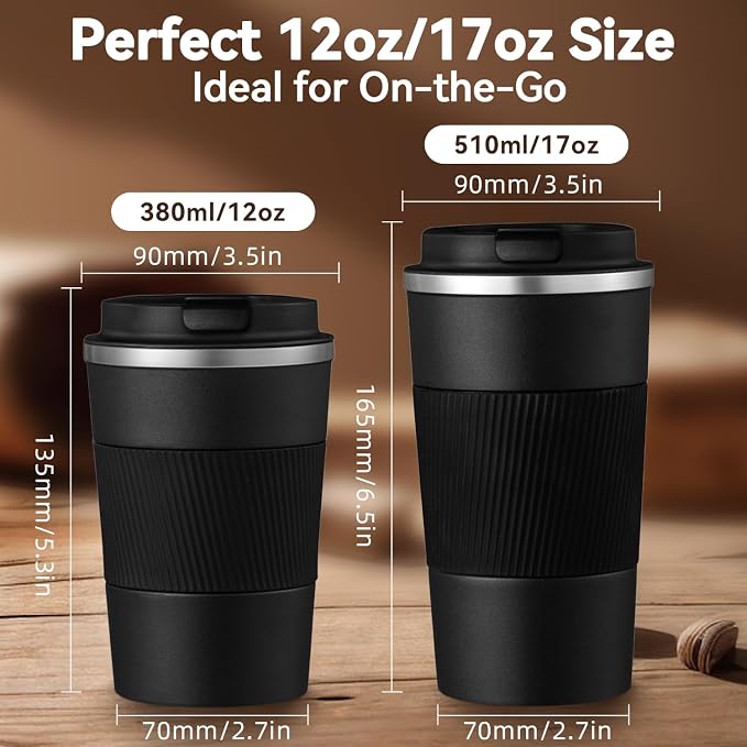 12OZ Travel Coffee Mug Insulated Coffee Cup - Image 2