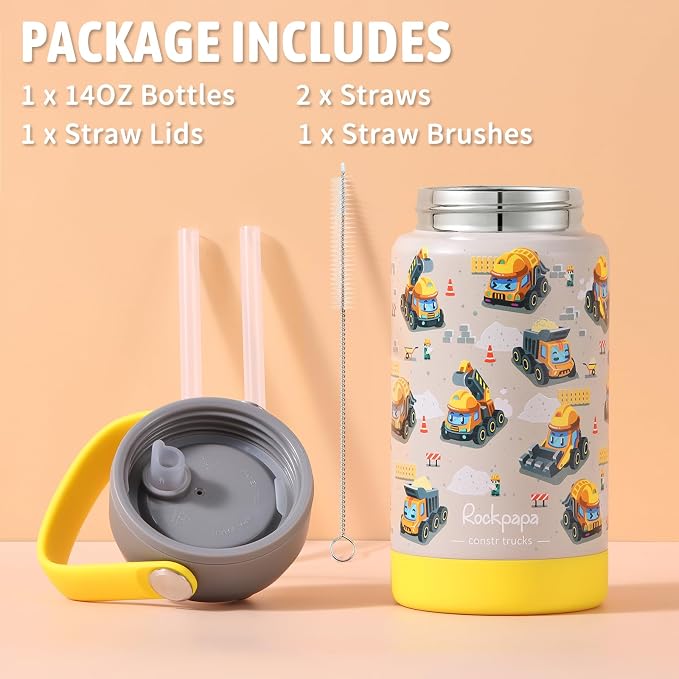 rockpapa 14 oz Kids Insulated Water Bottle，Stainless Steel Toddler Cups - Image 6