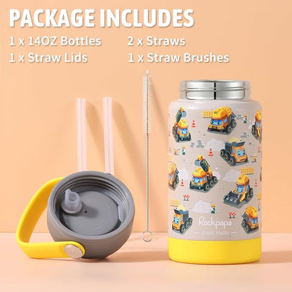 rockpapa 14 oz Kids Insulated Water Bottle，Stainless Steel Toddler Cups - Image 6