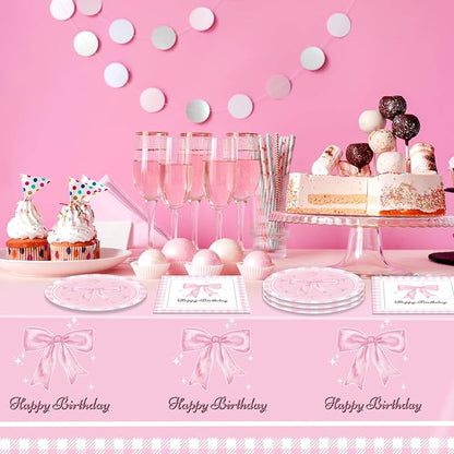 Pink Bow Party Decorations, Coquette Birthday Decorations Pink Bow Napinks - Image 6