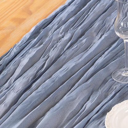 DeZerlor Dusty Blue Cheesecloth Table Runners 6 Pack Summer Boho Runners | - Image 6