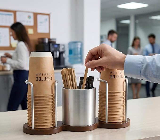 Coffee Cup Holder with Straw & Stirrer Storage Caddy - Image 7