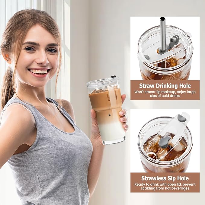 TUZAZO 20 Oz Glass Coffee Tumblers - Image 3