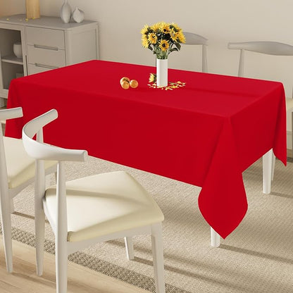 Smiry Rectangle Table Cloth, Waterproof Anti-Scratch Polyester Tablecloth, Decorative Washable Fabric Table Cover for Dining, Buffet, Parties and Outdoor, 60x140, Red
