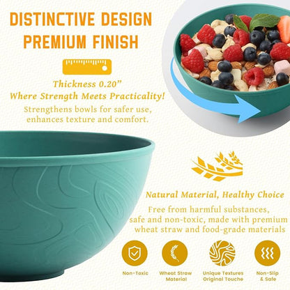 Wheat Starw Bowls, Bowl Set, Large Cereal Bowls, Serving Bowl Set of 6 - Image 3