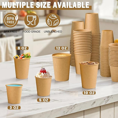 Lamosi 210 Pack 12 OZ Paper Coffee Cups, Disposable Kraft Paper Cup | - Image 5