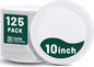 DaYammi 100% Compostable Paper Plates 10 Inch, 125-Pack Heavy Duty Paper Plates Bulk,Biodegradable Bagasse,Eco-Friendly Disposable Dinner Plate for BBQ,Picnic,Party (BPI Certified,Microwaveable)