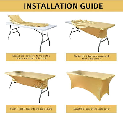 2-Pack 6ft Spandex Table Covers for Rectangle Standard Folding Tables - Wrinkle Resistant Stretch Tablecloths - Ultimate Fitted Table Protector for Parties, Trade Shows, Banquet