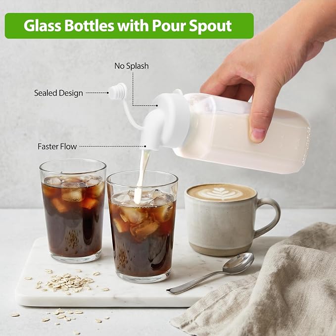CUCUMI 3 Pack 16 Oz Glass Milk Container - Image 2