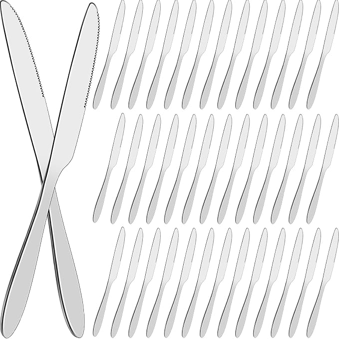 Nuenen 50 Pcs Bulk Dinner Knives 8.5 Inch 4th of July Table Knife Stainless by Nuenen