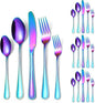 Colorful Forks Spoons Knives Silverware Rainbow Flatware Set by A%C2%B7HOUSEWARE