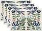 Boho Placemats Set of 4 Navy Blue Sage Green Vintage Floral Decor Place Mats 12x18 Inch Flower Spring Summer Seasonal Farmhouse Decoration Linen Table Mats for Home Kitchen Dining Party Table