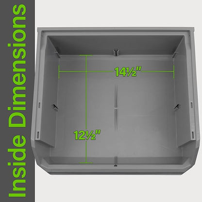 Plastic Containers for Organizing and Storage Bins for Closet, Kitchen, Office, Garage or Pantry Organization, Stackable Bins, Extra Large (14.8" x 16.5" x 7"), 4-Pack, Blue
