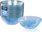 I00000 20 Pack 12 Ounce Blue Plastic Bowls Hammered Gold Rimmed Crystal Like, Heavy duty Disposable Bowl Set,Elegant Soup/Salad/Dessert/Ice Cream Bowls For Party, Weddings, Catering