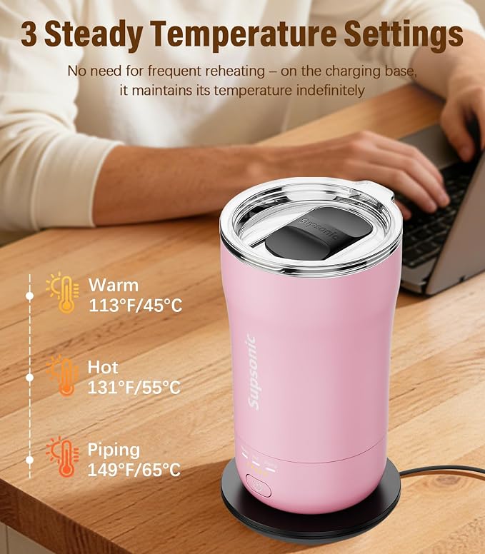 Supsonic Heated Coffee Mug, 14oz Smart Constant Temperature Travel Mug | Heat - Image 2